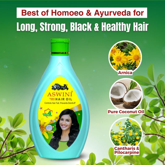 Aswini Homeo Hair Oil - Stops Hair Fall & Dandruff