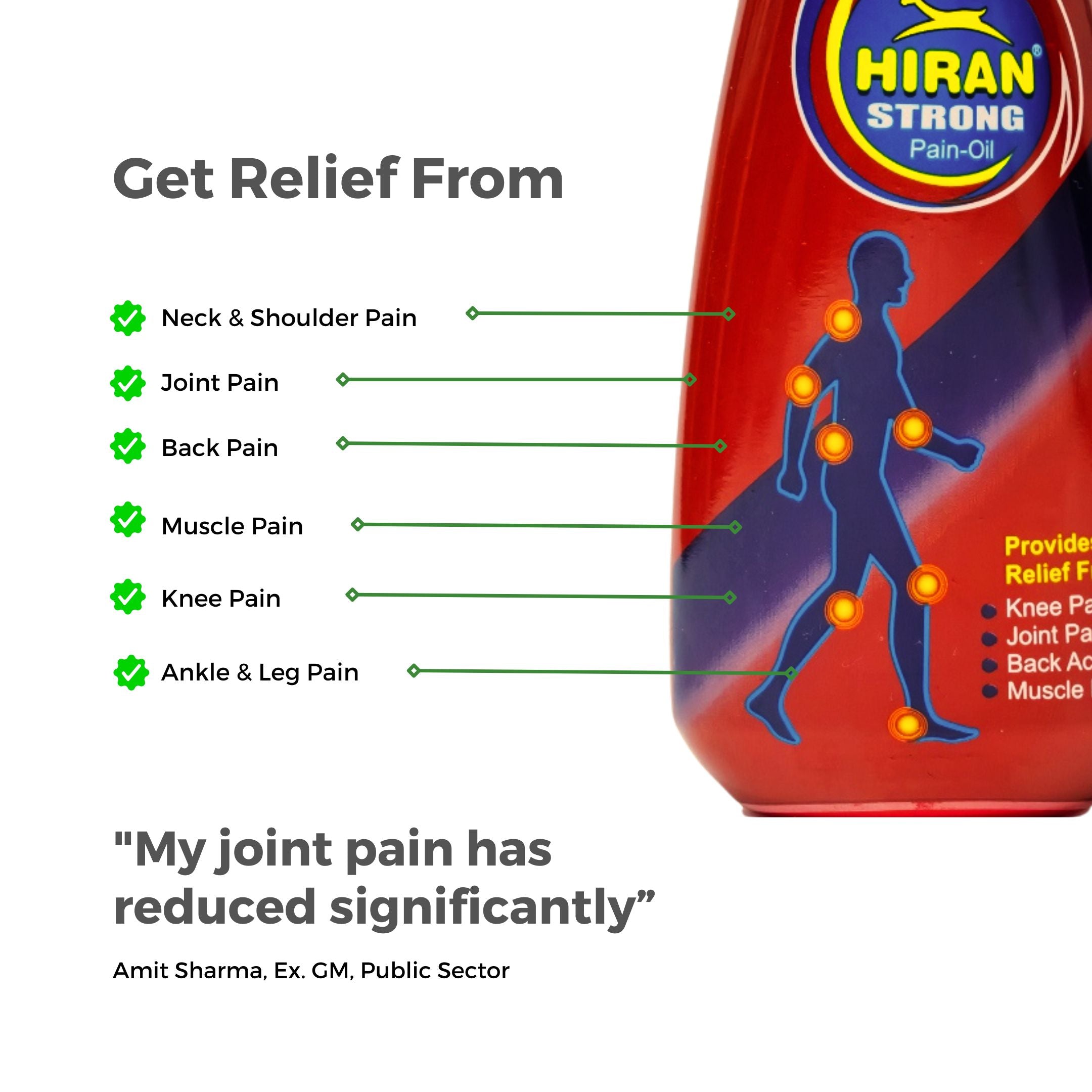 Hiran Pain Relief Oil - Get Immediate Relief from Knee & Back Pain - 80 ml