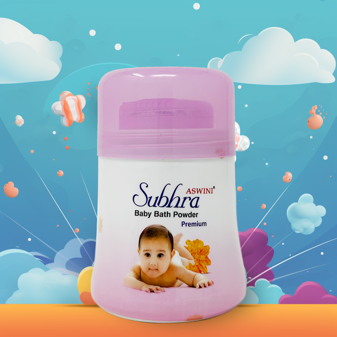 सुभ्रा प्रीमियम हर्बल बेबी बाथ पाउडर - शिशुओं और बच्चों के लिए 100% सुरक्षित