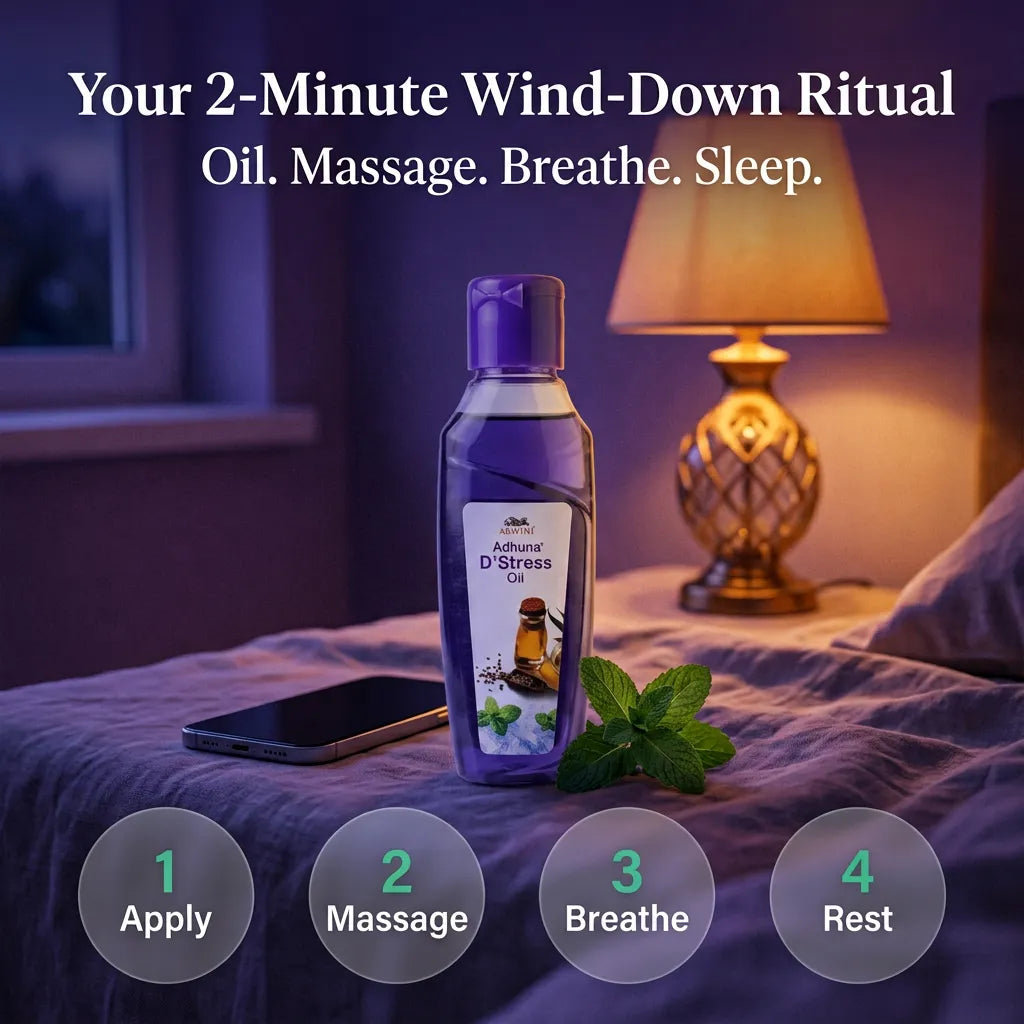 Aswini Adhuna D'Stress Oil - 100 ml | Cooling Ayurvedic Relaxation & Sleep Oil