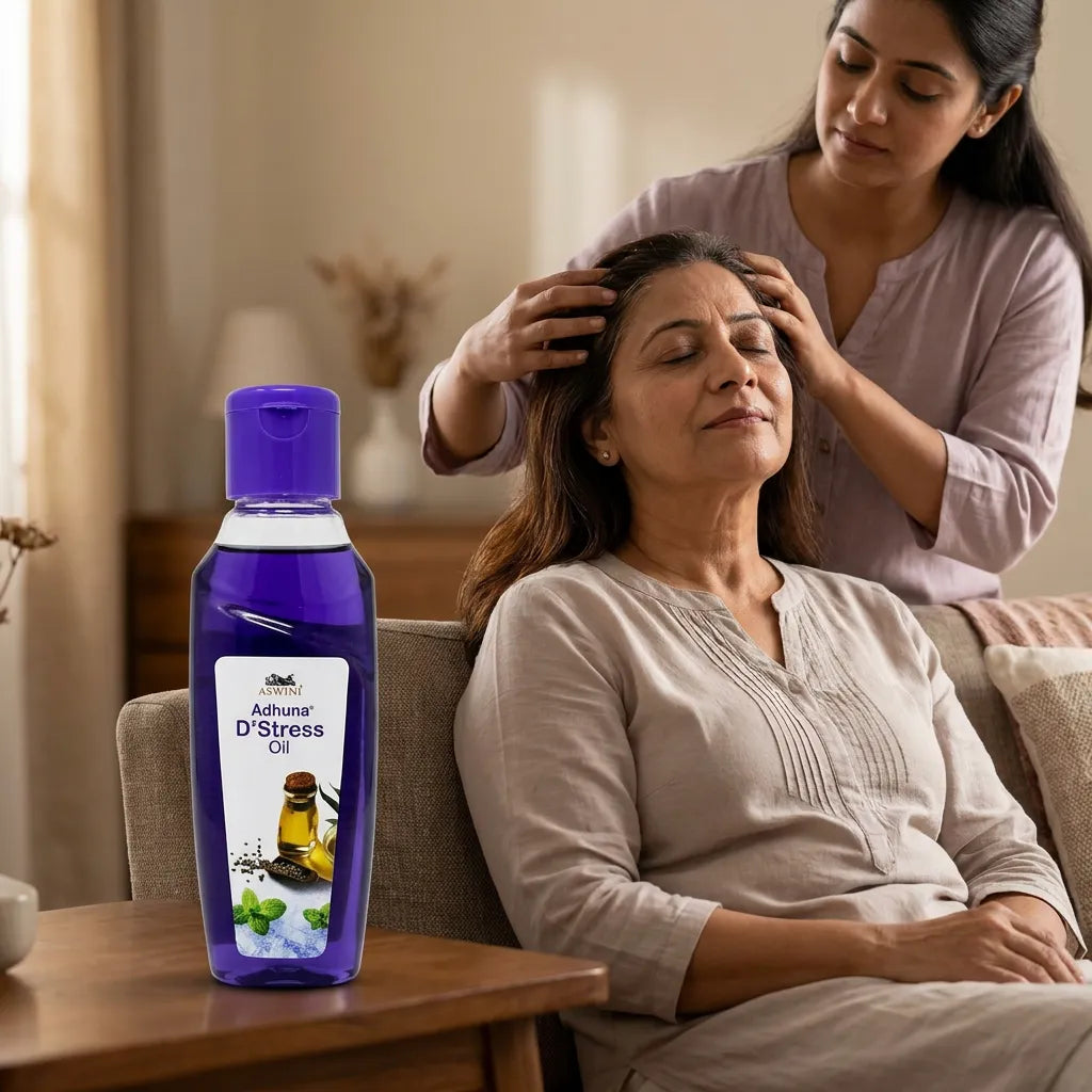 Aswini Adhuna D'Stress Oil | Cooling Ayurvedic Relaxation & Sleep Oil
